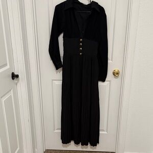 Chic Black Long Sleeve Maxi Dress